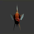 Vibrant Tropical Fish With Red Orange Stripes Blue Fins And Large Eyes