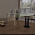 Modern Living Room With Glass Sideboard Bar Stools Round Table And Chairs