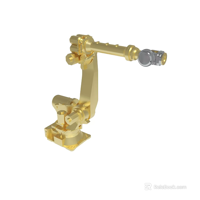 Detailed Golden Industrial Robotic Arm With Mechanical Joints Structure And Precision Design 3d model 