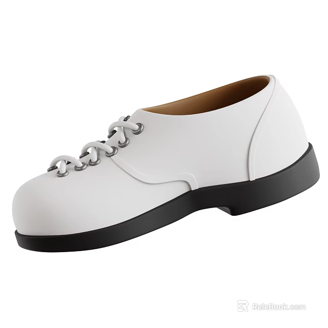 White Lace Up Flat Shoes With Black Sole And Simple Casual Style Design 3d model 