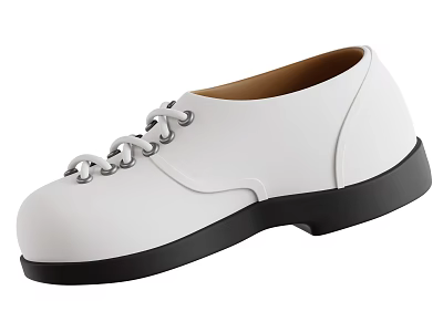 White Lace Up Flat Shoes With Black Sole And Simple Casual Style Design 3d model