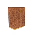 Elegant Brown Wooden Cabinet With Intricate Patterns Golden Handles And Legs