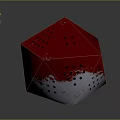 Red And White Polyhedron Object With Perforated Surface And Geometric Design 3d model