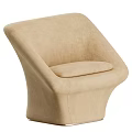 Beige Fabric Single Sofa With Modern Curved Design And Comfortable Seat