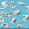 White Hand Shaped Decorative Ornament Set with Various Poses on Blue Background