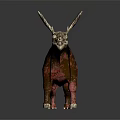 Legendary Mythical Creature With Majestic Antlers Long Dark Fur And Vibrant Red Brown Body