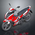 Red and White Sporty Motorcycle with Streamlined Design and Graphics