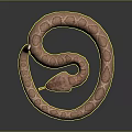 Pink Coiled Snake With White Markings And Horned Head On Dark Background