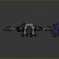 Futuristic Robot Mechanical Creature Featuring Purple Black Color Glowing Core Spiked Armor And Extended Arms