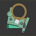 Green And Orange Toy Weapon With Cylinder Barrel Pink Button And Smooth Surface Design