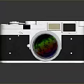 Vintage Camera With Silver And Black Body Large Lens On Gray Background