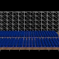 Neatly Arranged Blue Public Chairs With Multiple Tiers Supported By Metal Frame In Stadium Venue