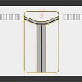 White Device Enclosure With Transparent Window Green Yellow Stripes Red Logo And Side Ventilation Grilles