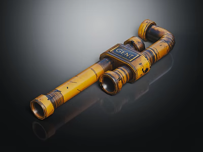 Heavy Duty Yellow Black Tubular Hardware Tool With CHT Brand And Multiple Connectors For Industrial Use 3d model