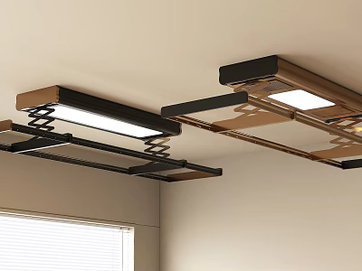 Smart Electric Drying Racks With Lifting And Lighting On Ceiling 3d model