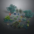 Diverse Collection Of Green Plants With Various Shapes Foliage And Sizes