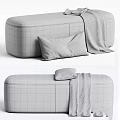 Modern Beige Sofa Bench With Soft Cushion Herringbone Blanket And Color Options 3d model