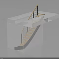 Modern Staircase Structure With Transparent Base Metal Railings And Floating Steps 3d model