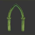 Vintage Gothic Arch Architectural Design With Stone Pillars And Medieval Style