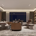 Modern Dining Living Room Interior Design With Open Layout Sofa and Round Coffee Tables