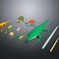 Toy Animal Characters And Reptile Creature Models Including Dinosaur Turtle Crocodile And Small Lizards