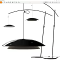 Modern Black Floor Lamp With Arched Stand And Hemispherical Shade 3d model