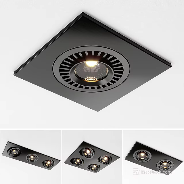 Modern Recessed Downlight Spotlight With Black Square Frame And Sleek Ceiling Design 3d model