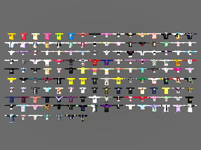 Diverse T Shirts Collection Featuring Multiple Colors And Various Styles 3d model