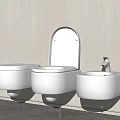 Sleek White Wall Mounted Toilet And Sink In Light Wall Dark Floor Bathroom