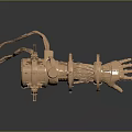 Golden Mechanical Arm Model With Biomechanical Structure And Intricate Components 3d model