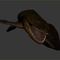 Ancient Aquatic Creature Sculpture With Brown Textured Surface And Elongated Body