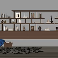 Retro Middle Ancient Study Middle Style Study Desk Solid Wood Bookshelf Cabinet Book Hanging Cabinet Side Cabinet Book Shelf Middle Style Carpet Petal Single Chair 3d model