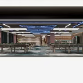 Modern Spacious Billiard Room with Green Tables Blue Ceiling Lighting and Comfortable Sofas 3d model