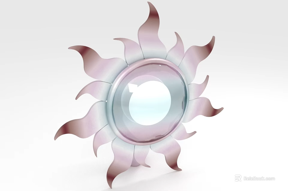 Alien Shaped Table Lamp with Petal Like Design Transparent Circular Light and Pink Purple Hue 3d model 