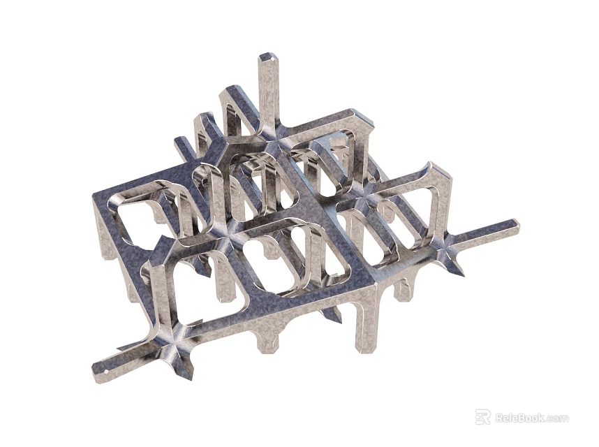 Metallic Geometric Grid Structure With Intricate Open Framework And Support Struts 3d model 