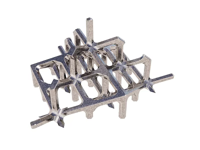 Metallic Geometric Grid Structure With Intricate Open Framework And Support Struts 3d model