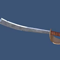 Curved Silver Blade Weapon With Brown Handle And Red Wrapping Design