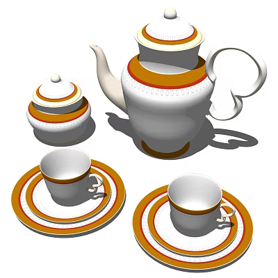 Modern Tea Set Tableware 3d model Modern Tea Set Tableware 3d model