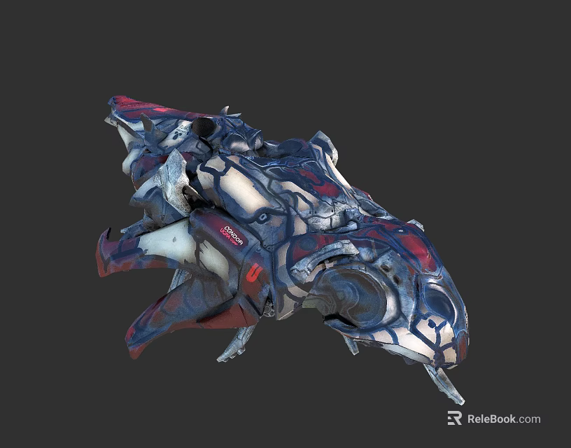 Futuristic Mechanical Structure Featuring Intricate Blue White Red Design And Detailed Parts 3d model 