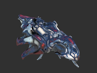 Futuristic Mechanical Structure Featuring Intricate Blue White Red Design And Detailed Parts 3d model