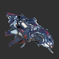 Futuristic Mechanical Structure Featuring Intricate Blue White Red Design And Detailed Parts
