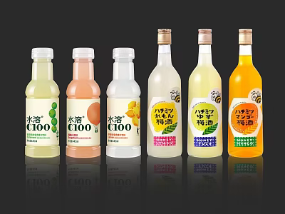 Various C100 Beverages Including Special Concentrated Drinks With Different Colors And Flavors 3d model