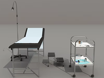 Medical Equipment For Clinic Including Examination Table Cart Lamp And Stool 3d model