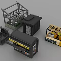 Various Miniature Model Structures Including Police Booth Hot Dog Stand And Cage