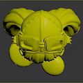 Cute Fantasy Creature Character With Pink Long Hair Goggles Wing Decorations On Green Stones