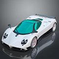 Sporty White Supercar With Green Windshield Black Front Design And Rear Spoiler