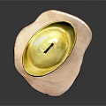 Traditional Gold Jewelry Yuanbao Shape With Carved Design On Wooden Base