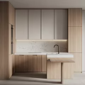 Modern Kitchen Interior Design Featuring Wooden Cabinets Marble Countertop And Sink