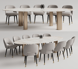 Light Luxury Dining Table and Chair Combination 3d model