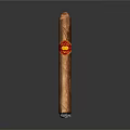 Brown Cigar With Red Band And White Tip On Shiny Black Surface 3d model